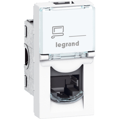 Prise RJ45 cat6 1 module Mosaïc blanc