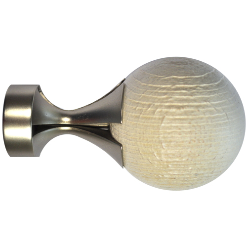 1 embout boule bois/métal  Ø28 chêne blanchi