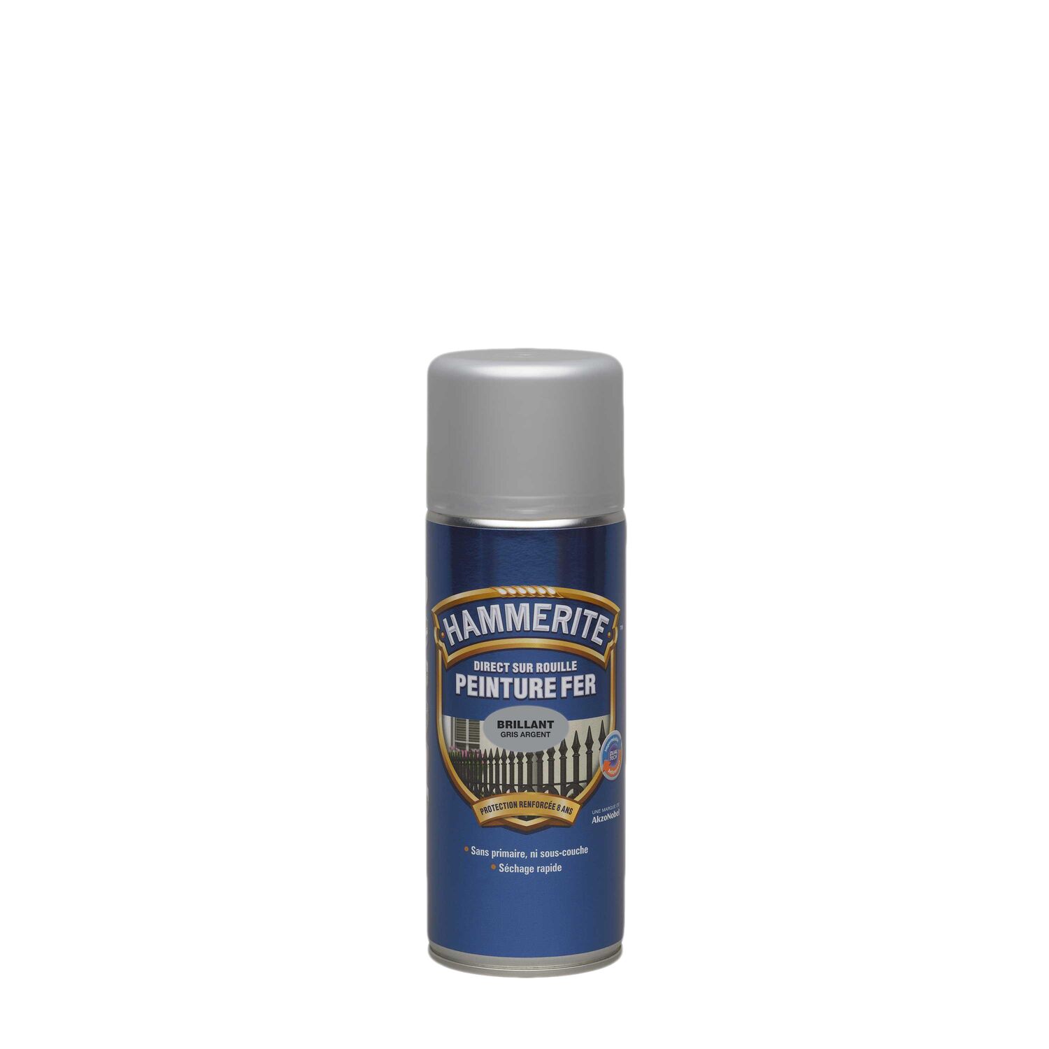 Peinture fer aérosol direct sur rouille brillant argent 400ml HAMMERITE