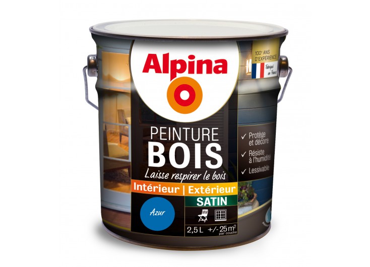 Peinture bois 2,5L azur ALPINA