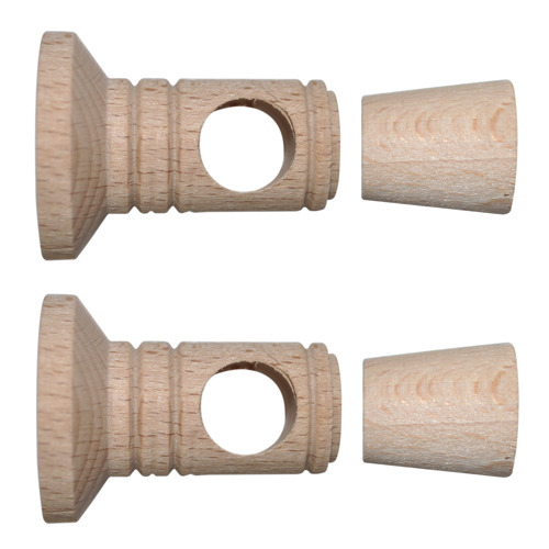Pack 2 embouts cône bois Ø11 + 2 supports modernes à visser ou adhésifs brut MOBOIS