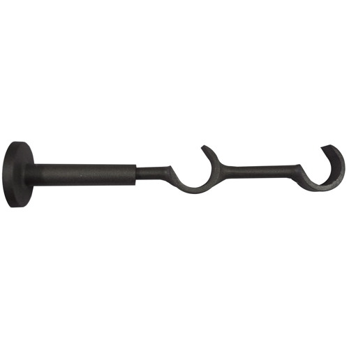 Support double de barre à rideau en métal ouvert ø28 double extensible de 115 à 215 mm