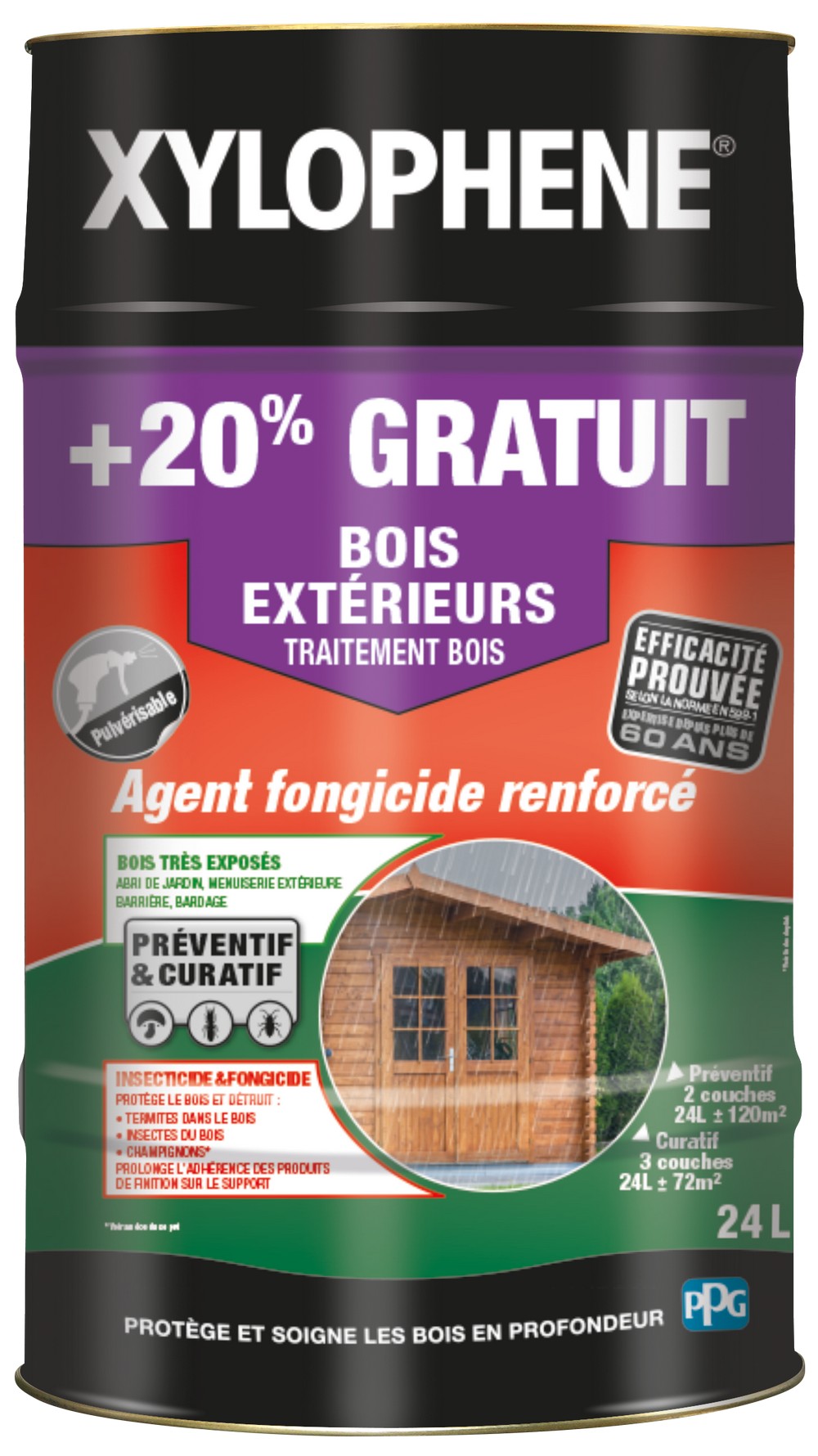 Traitement Insecticide Fongicide Bois Extérieurs 24L - XYLOPHENE