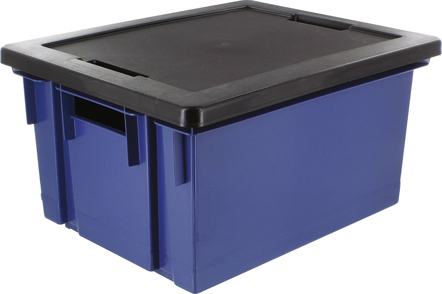Bac de rangement avec couvercle en plastique 10L bleu minéral et noir EDA