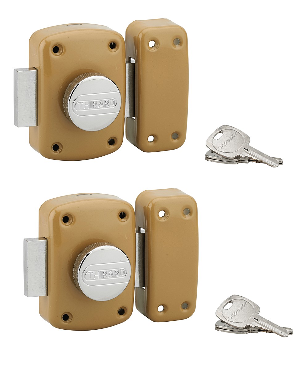 Paire de verrou de sureté 2310 à bouton et cylindre 45mm 6 clés - THIRARD
