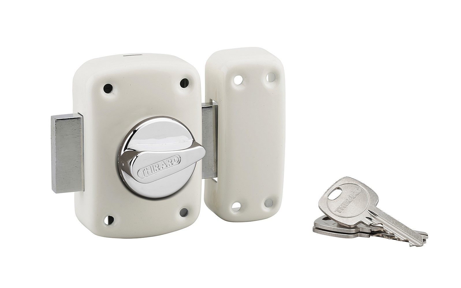 Verrou de sûreté Corvette à bouton et cylindre 45mm époxy blanc