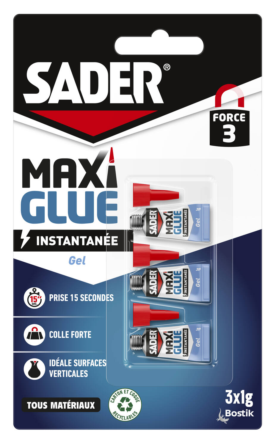 Colle cyanoacrylate Maxiglue Gel 3 x 1g - SADER
