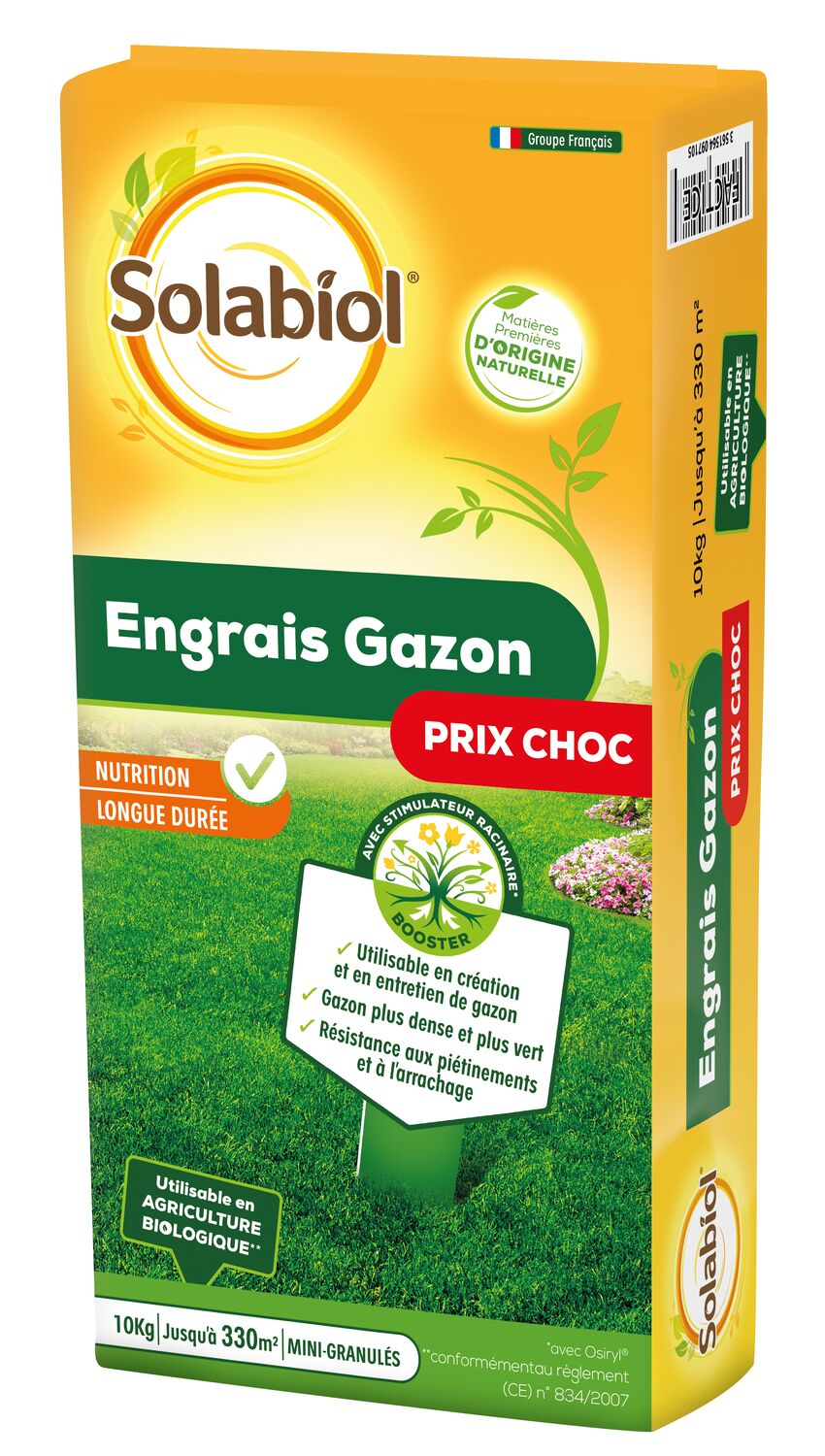 Engrais gazon longue durée 10kg - SOLABIOL