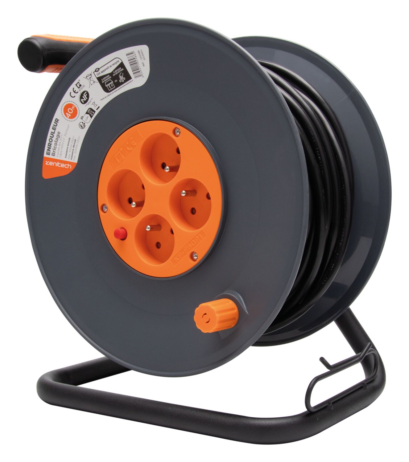Enrouleur pour bricolage 4 prises 3G1,5 40 m - ZENITECH