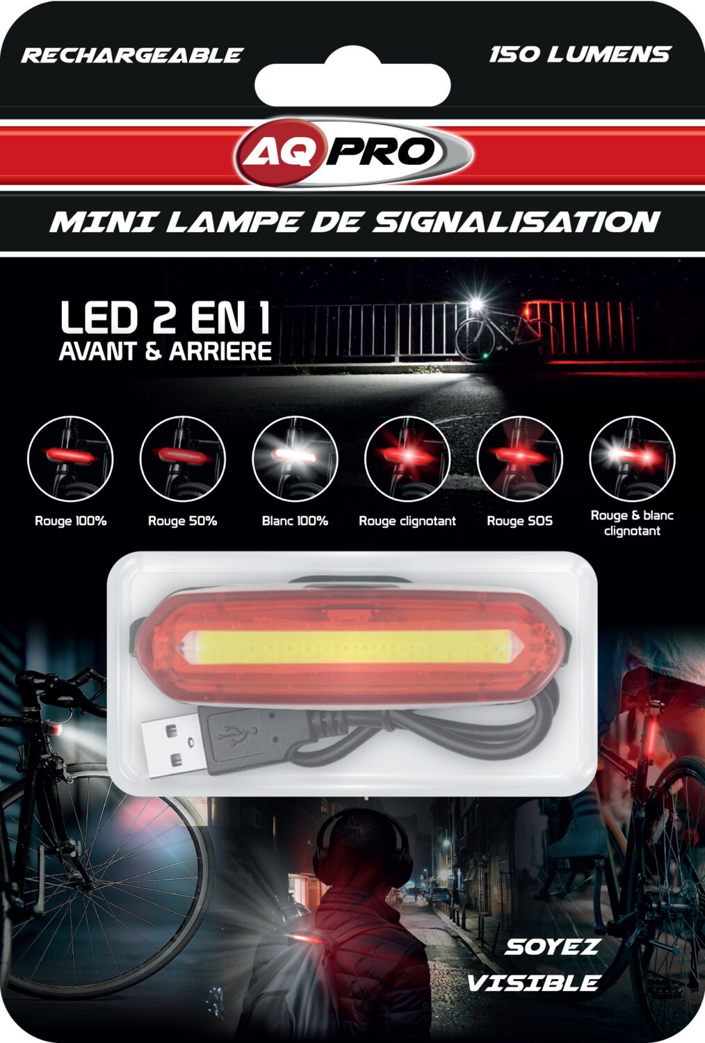 Mini Lampe de signalisation rechargeable AQPRO 150 lumens