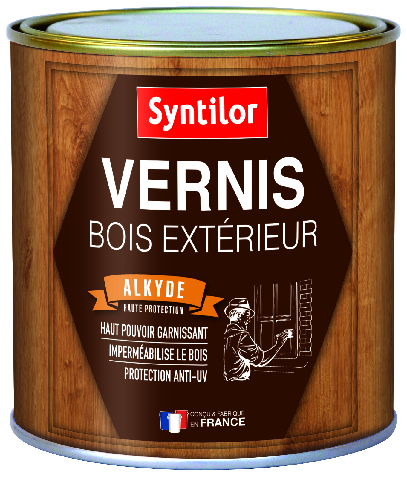 Vernis traditionnel bois extérieur chêne foncé brillant 0.5L - SYNTILOR