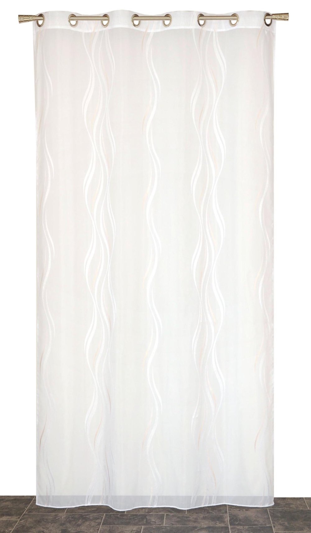 Voilage œillets étamine jacquard fils coupés naturel 140x240cm - DYLREV