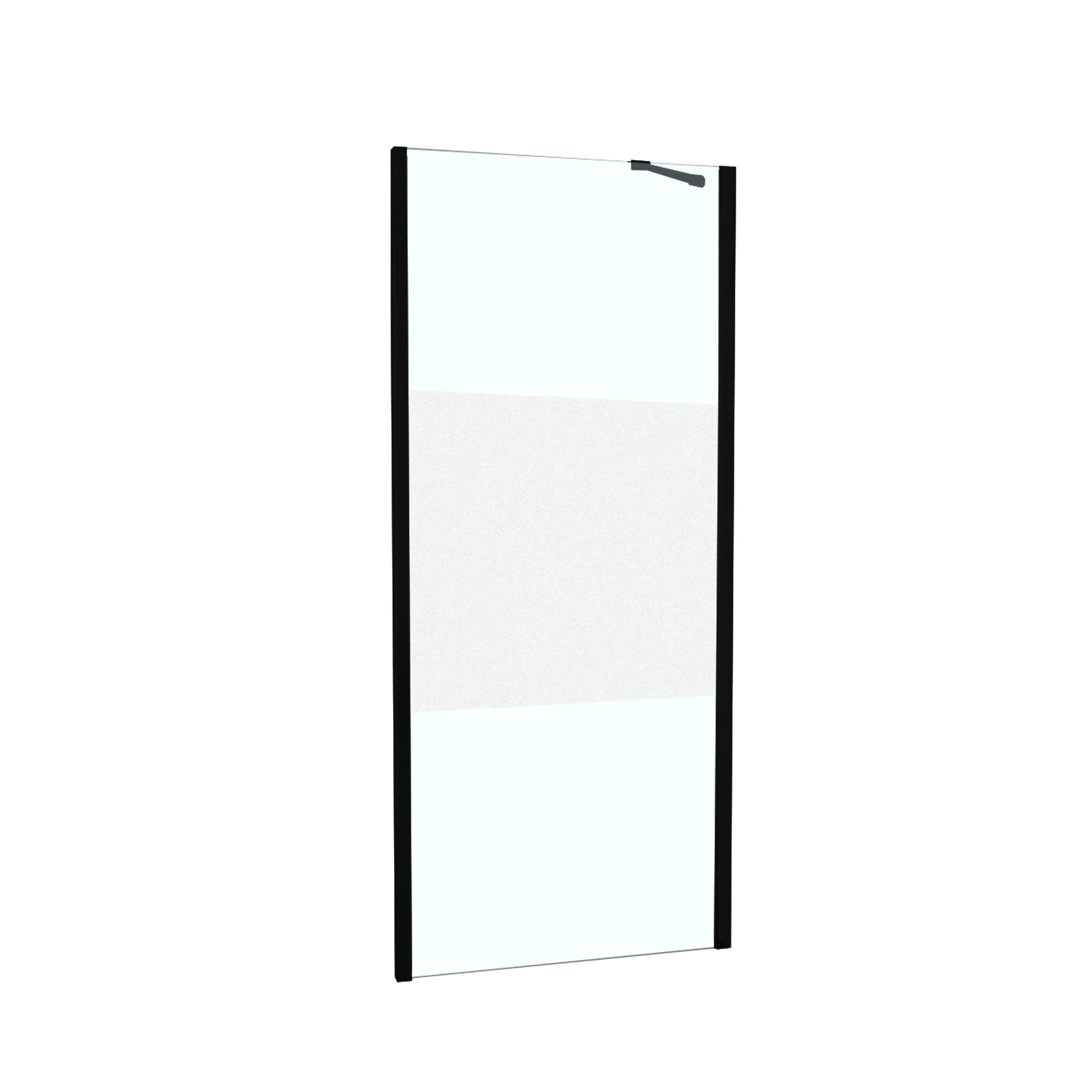 Retour fixe douche à associer verre sérigraphié 90cm noir mat - INVENTIV 