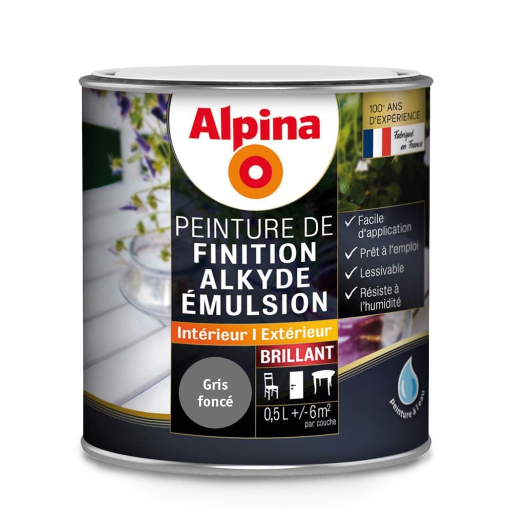 ALKYDE EMULSION BRILLANT GRIS FONCE 0.5L