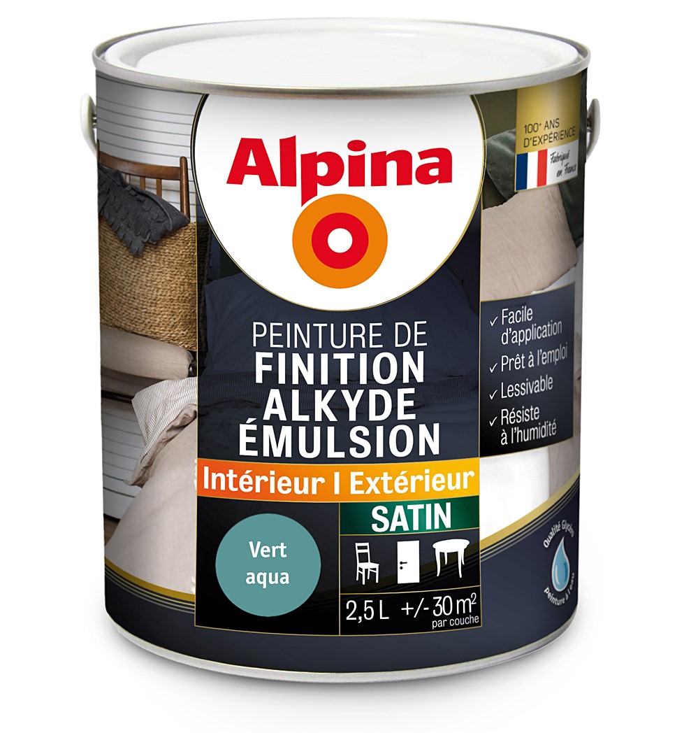 ALKYDE EMULSION SATIN VERT AQUA 2.5L