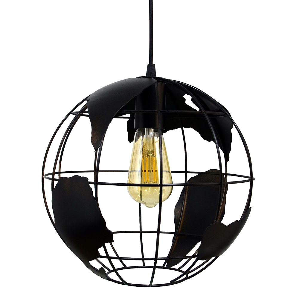 Suspension Map métal noir Ø29cm E27 7W - BOUDET