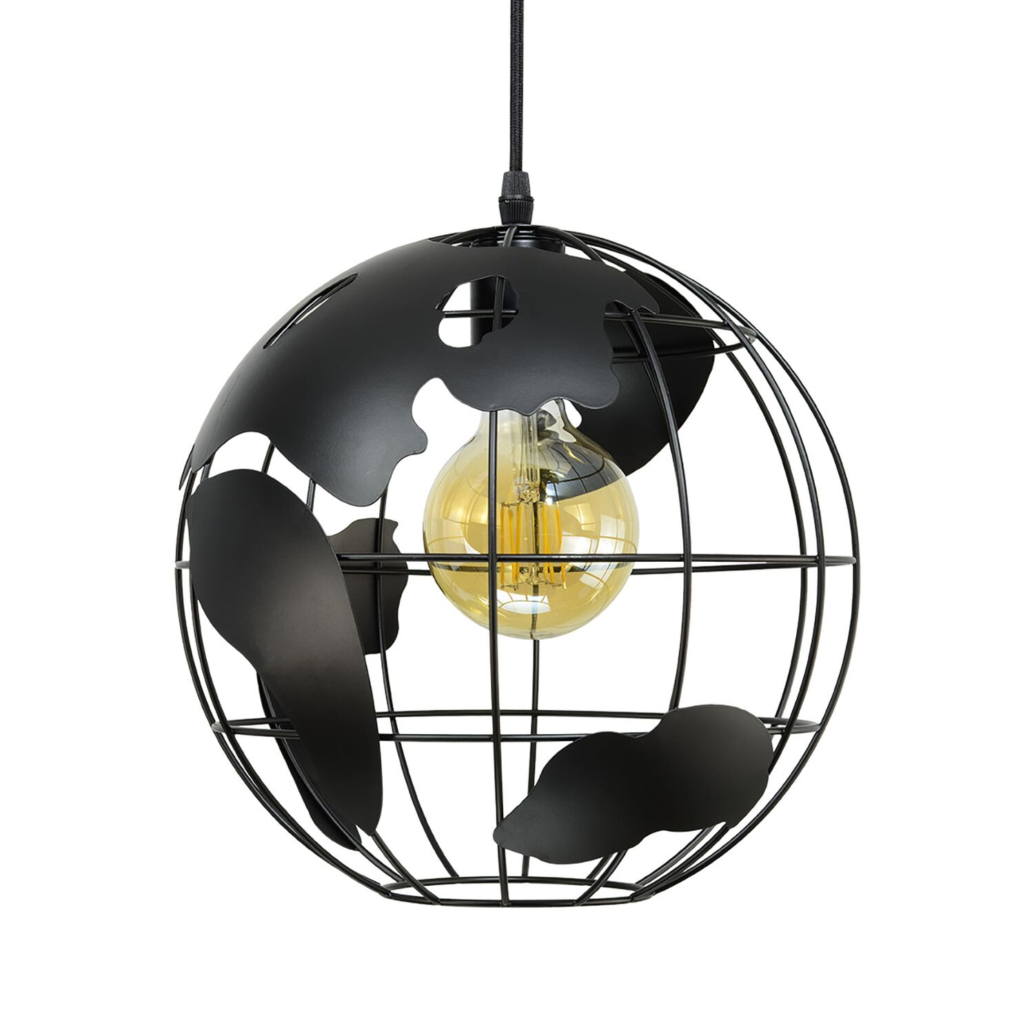 Suspension Map métal noir Ø29cm E27 7W - BOUDET