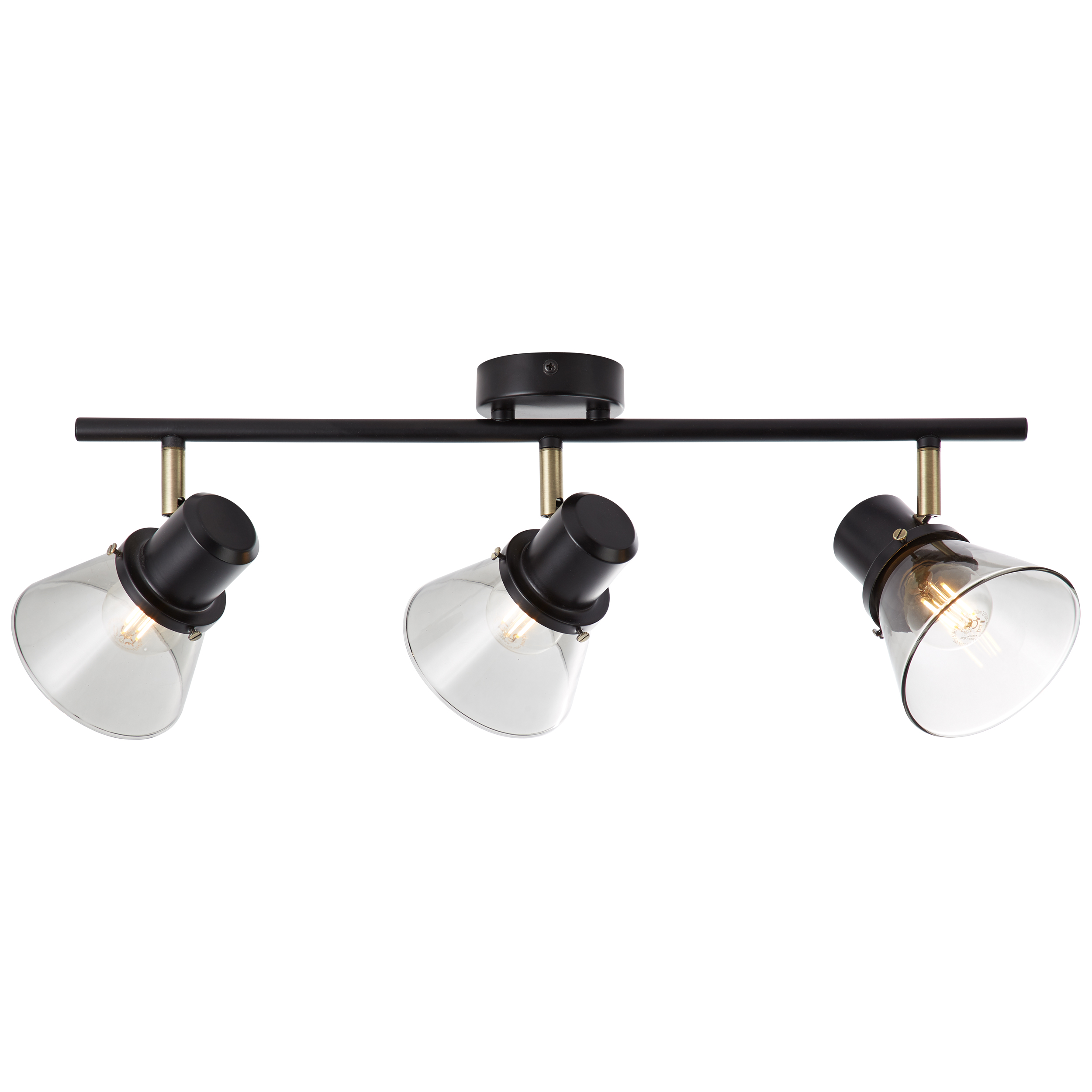 Serie spot brilliant ronald 40w noir et laiton, verre fume