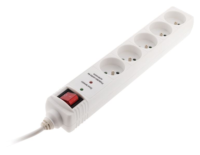 Multiprise 5 prises 16A interrupteur parafoudre - ZENITECH