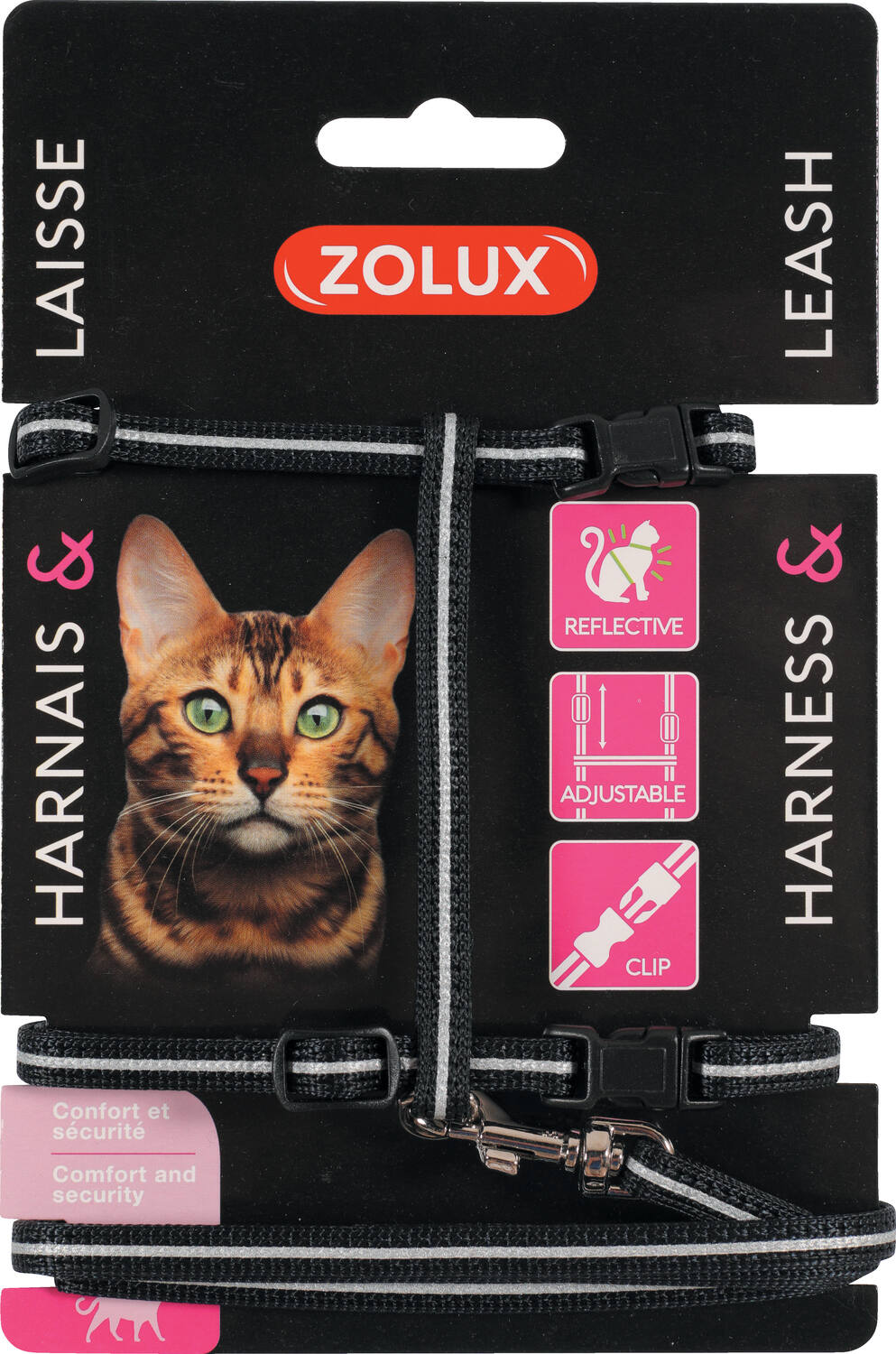 Kit sellerie pour chat avec harnais réglable et laisse 1m20 Noir