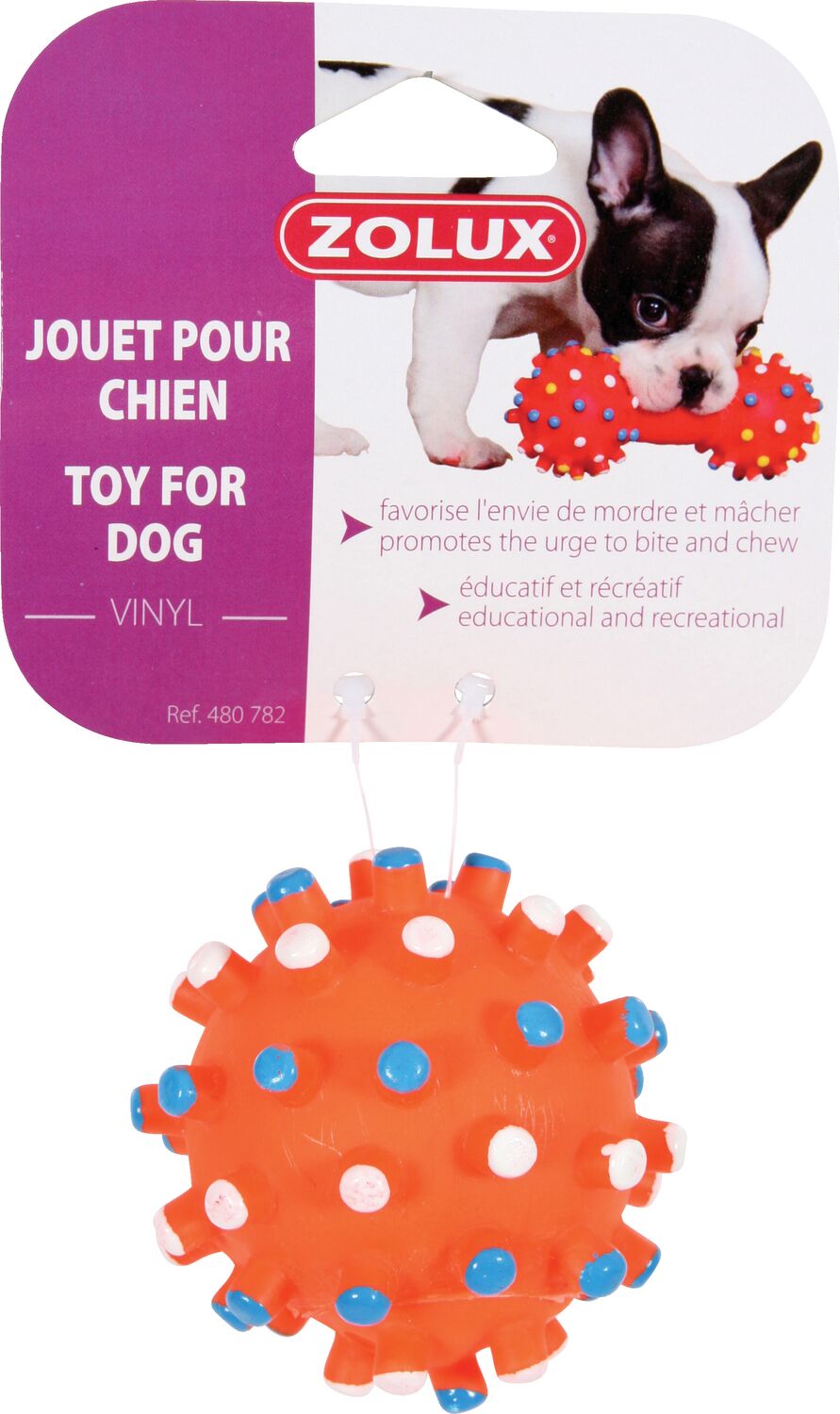 Jouet balle picot en vinyle 7cm