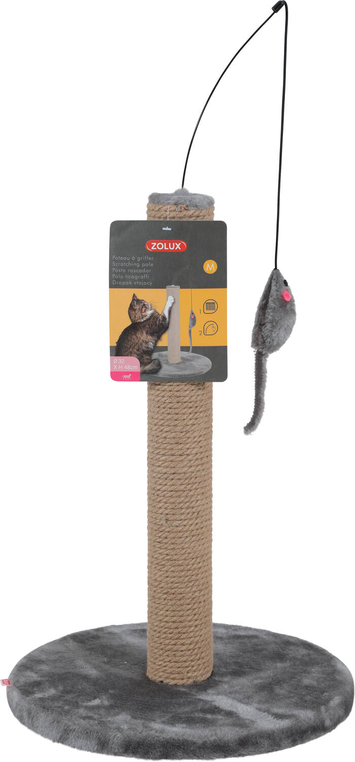 Poteau à griffer pour chat L 32 x p 32 x h 48 cm Gris