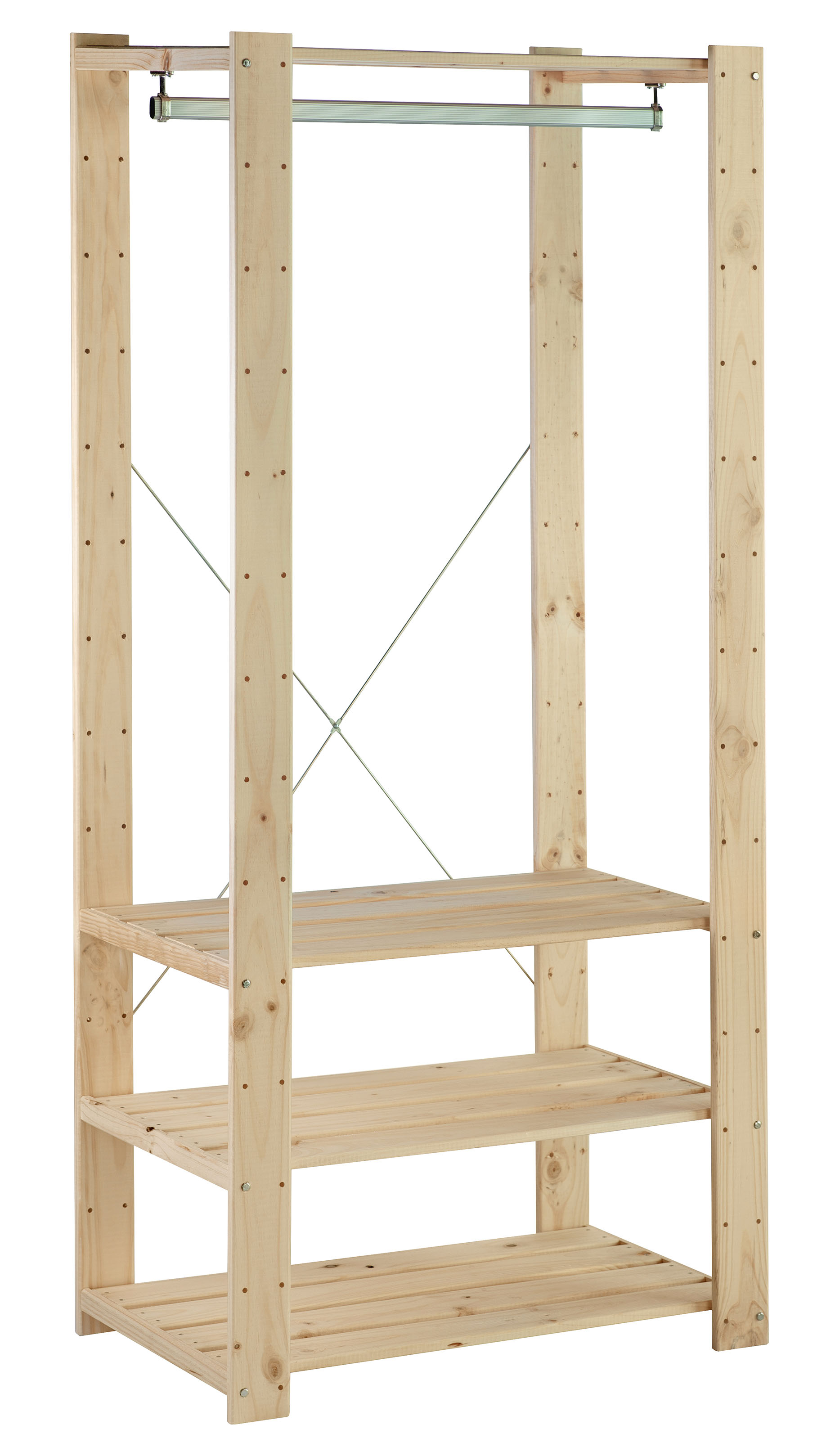 Étagère penderie en bois de pin 