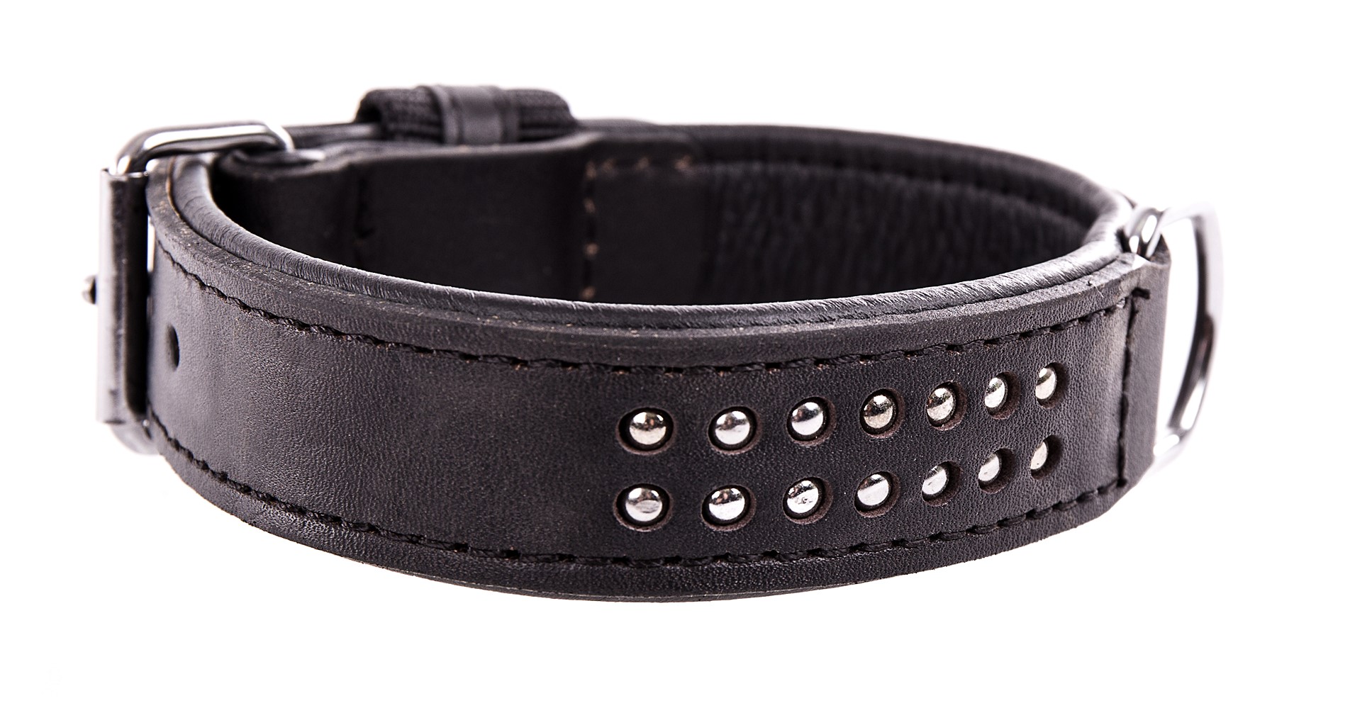 Collier 2 rangs clous 30/4 cuir vachette
