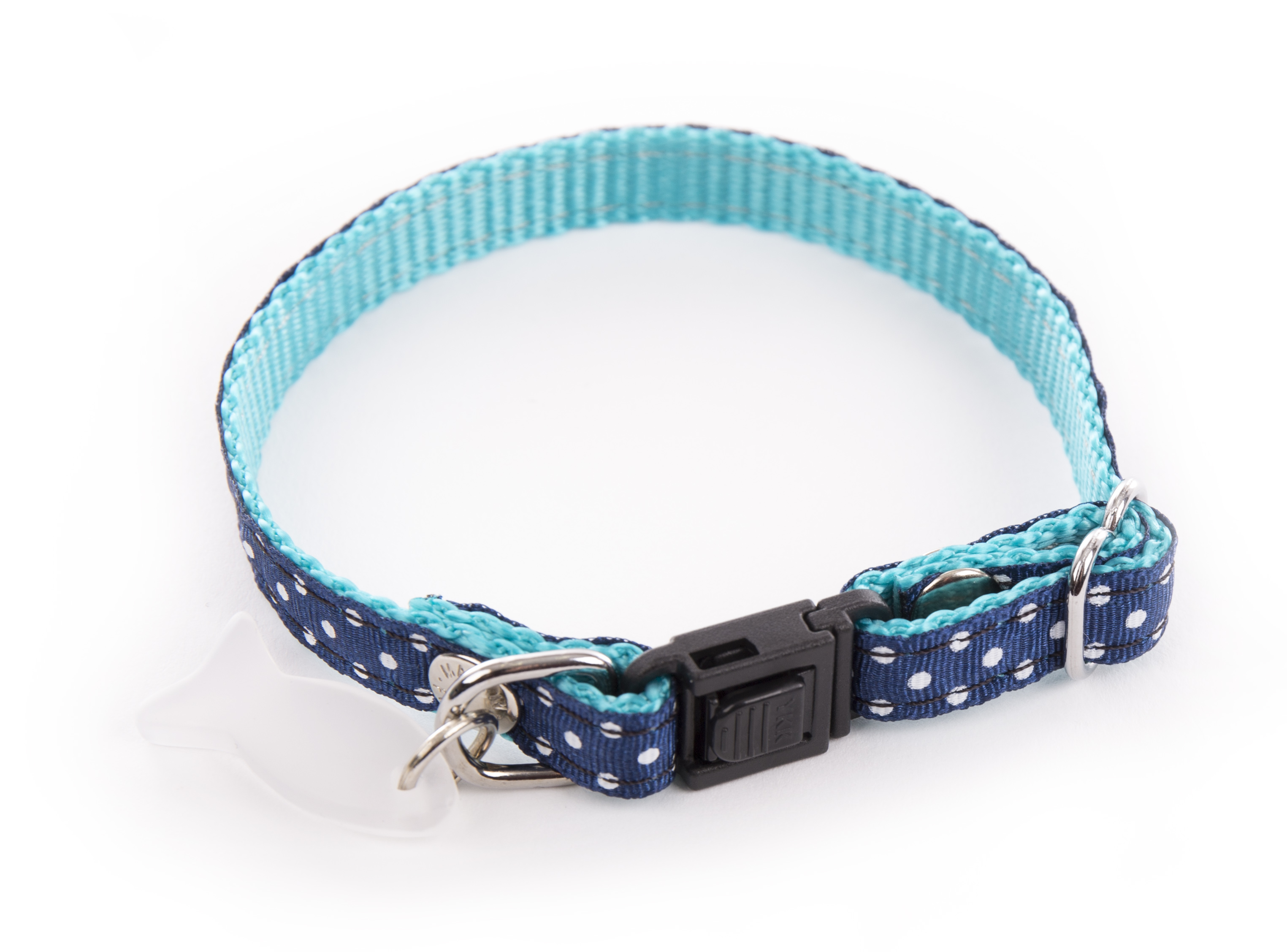 Collier chat pois 17/27 marine