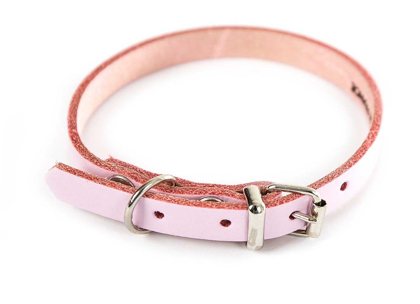 Collier cuir 18-45cm rose