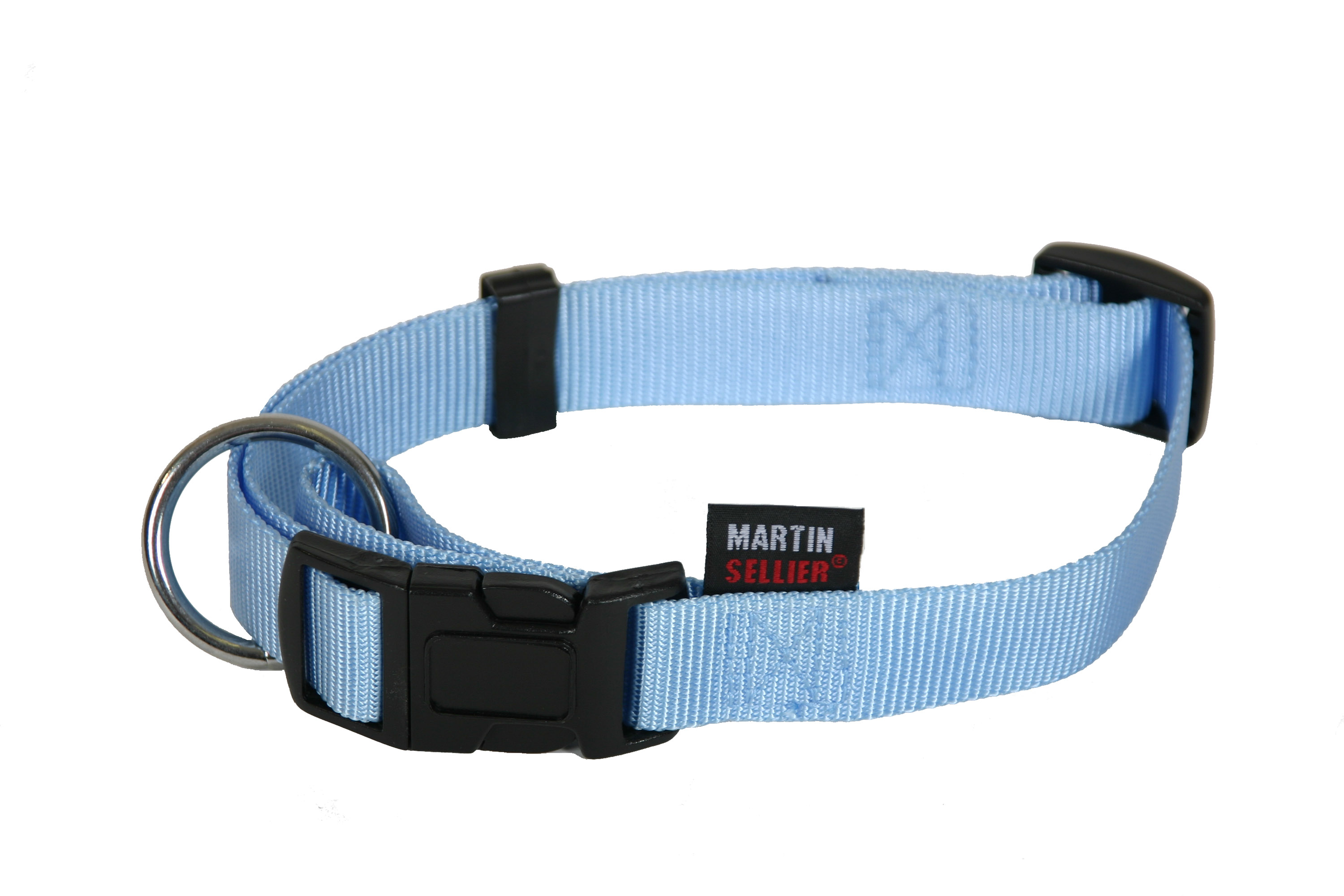 Collier nylon réglable 20-40/55 bleu pastel