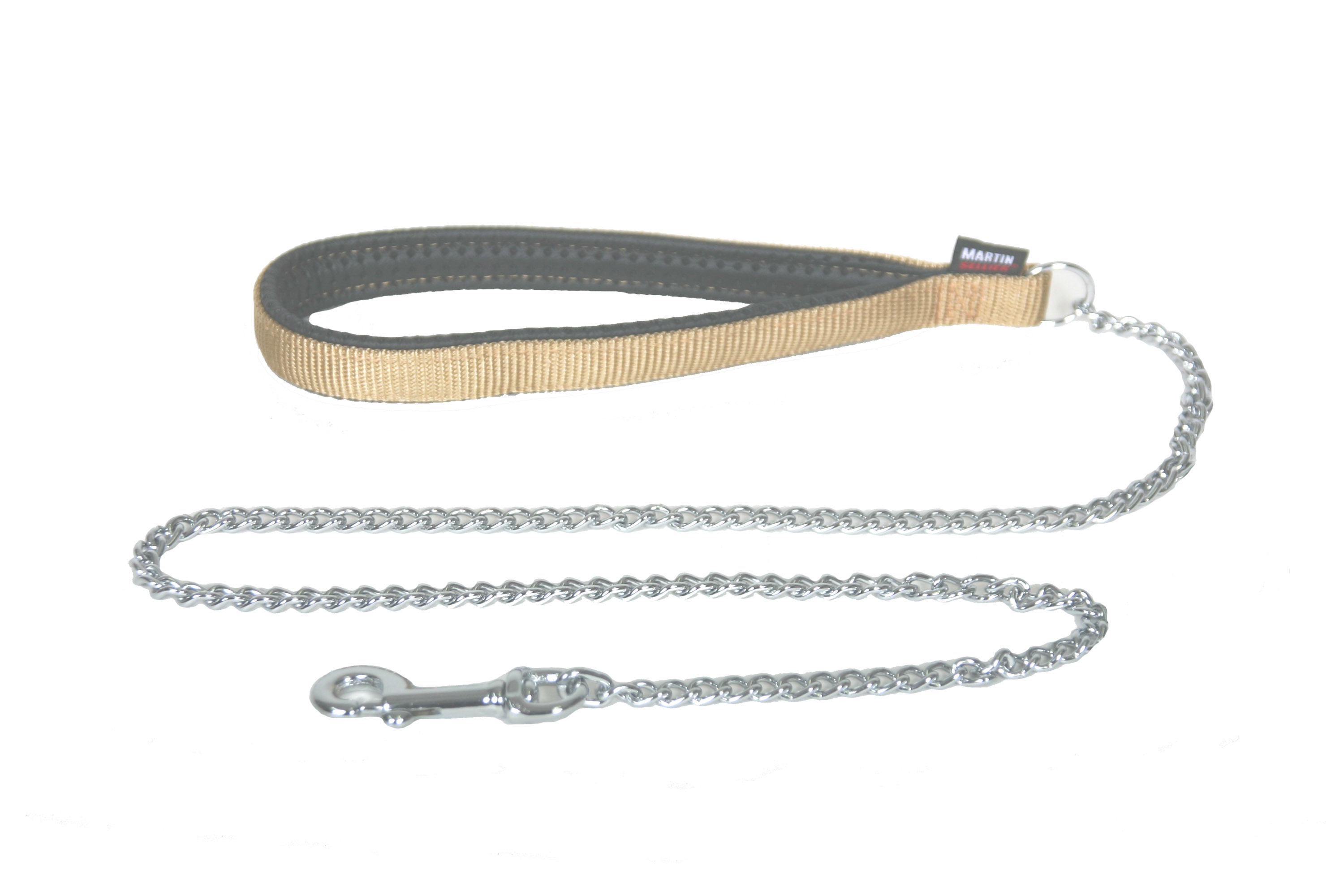 Laisse chaîne fine nylon 20-100 beige