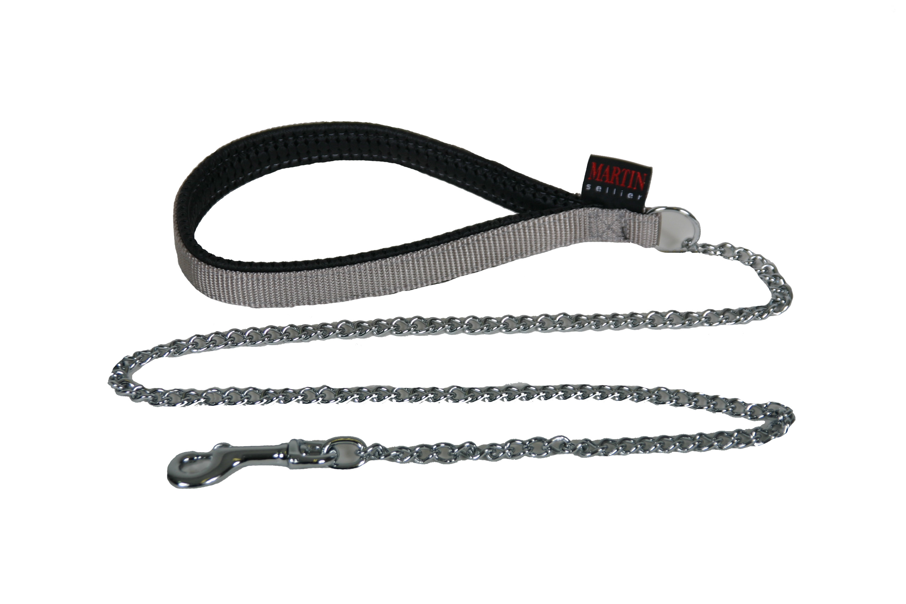Laisse chaîne fine nylon 20-100 gris