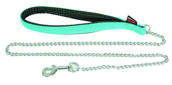 Laisse chaîne fine nylon 20-100 turquoise