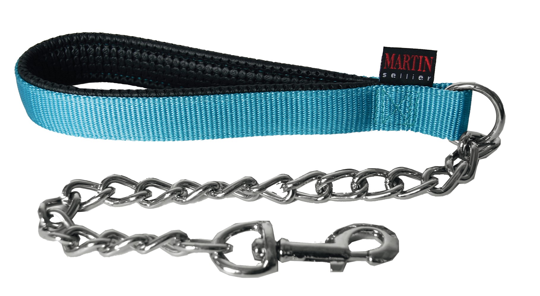 Laisse chaîne t/fte nylon 30-60 turquoise