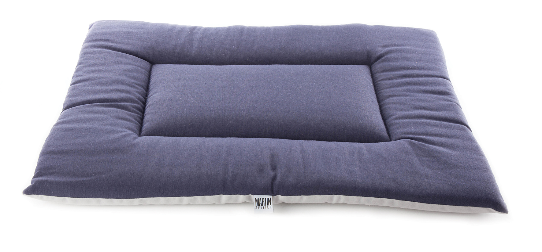 Tapis ouatine 75x55 bleu marine et gris clair