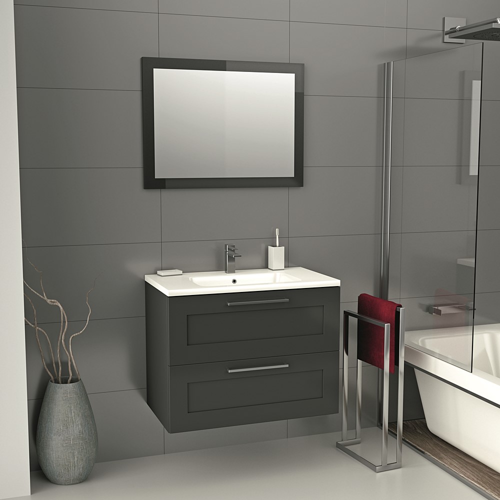 Miroir salle de bain Lio L.80xH.60cm gris anthracite