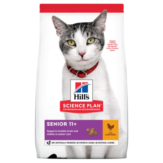Croquettes chat Senior 11+ poulet 3kg - HILL'S SCIENCE PLAN
