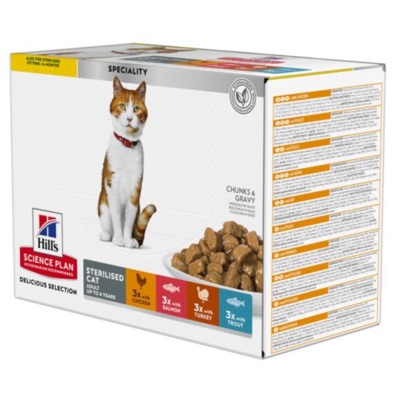 4 sachets fraîcheur chat - poulet, poisson, dinde et truite - HILL'S SCIENCE PLAN Pet