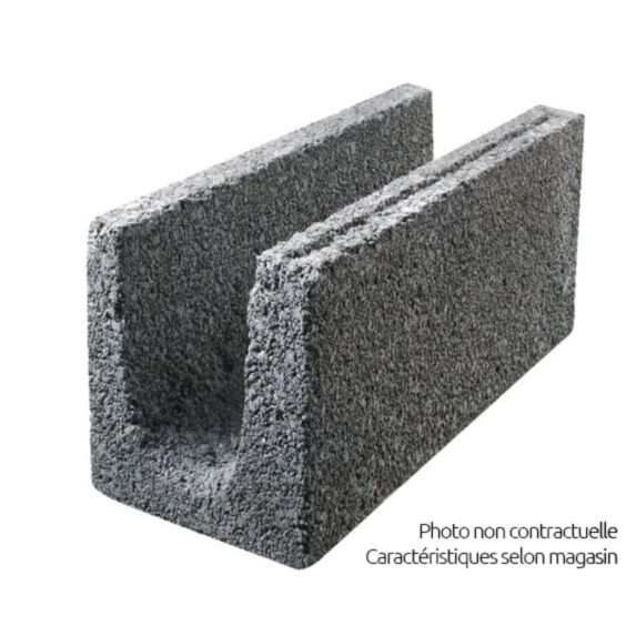 Parpaing de chaînage 15x20x50 cm