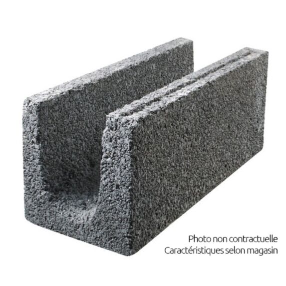 Parpaing de chaînage 20x20x50 cm