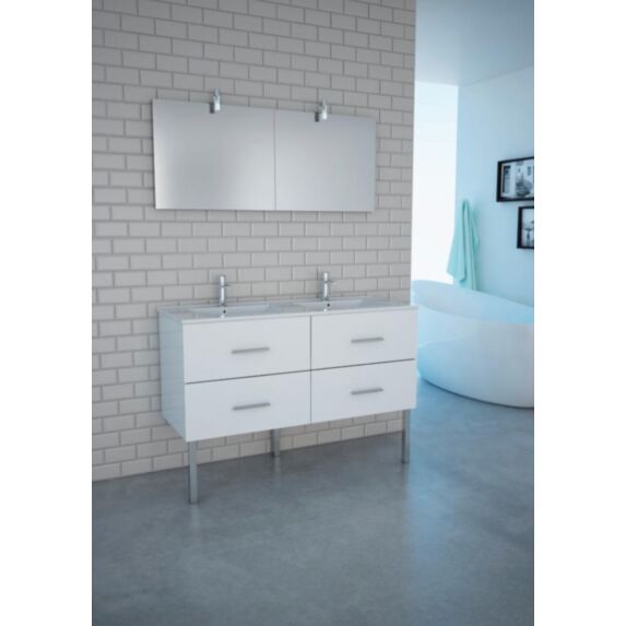 Meuble de salle de bain double vasque Nisa blanc 120 cm à suspendre