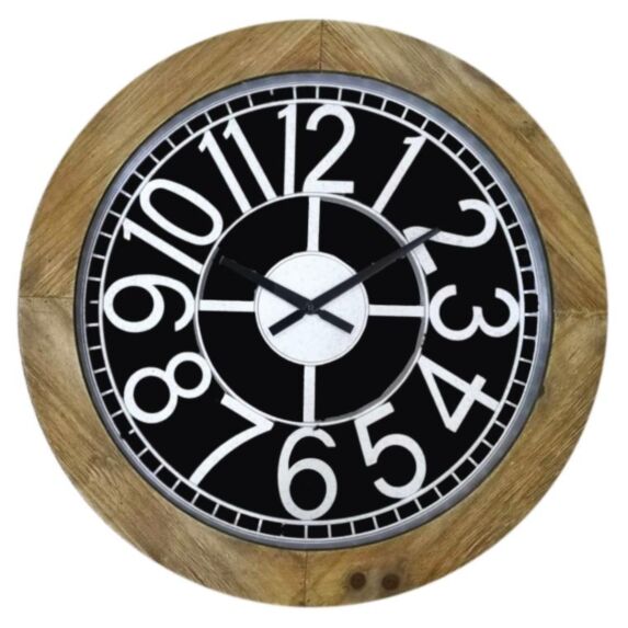 Horloge bois et métal blanc d53,3cm