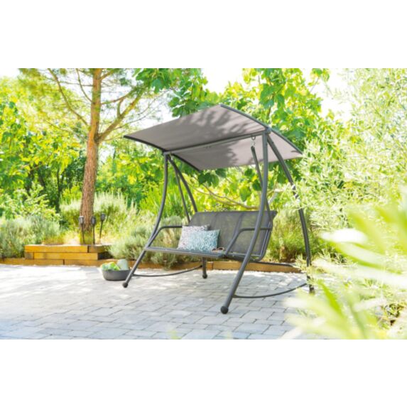Balancelle acier et polyester Bell 193x120x167cm gris clair 