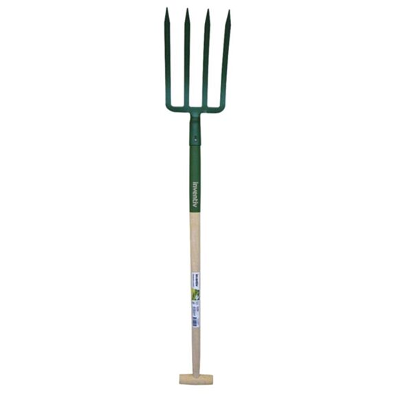 Fourche à bêcher manche béquille verte 27cm - INVENTIV