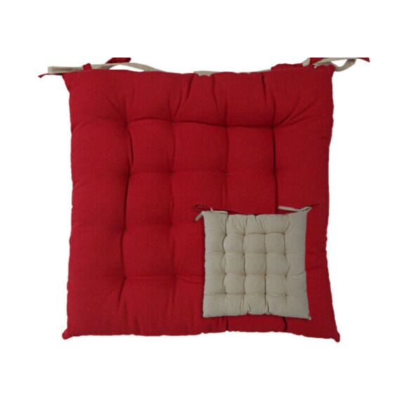 Galette 16 Points coton Rouge/lin 40x40 cm