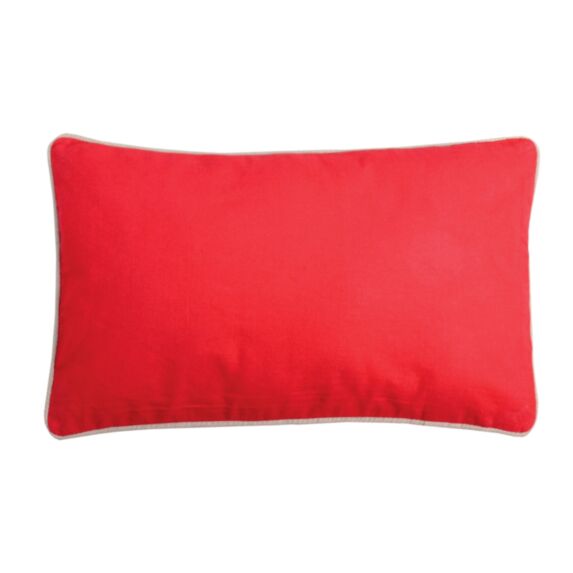 Coussin Duo en coton 30 x 50 cm rouge et lin