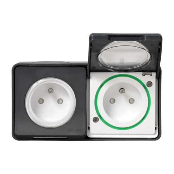 Double prise avec terre saillie Mureva Styl anthracite - SCHNEIDER ELECTRIC