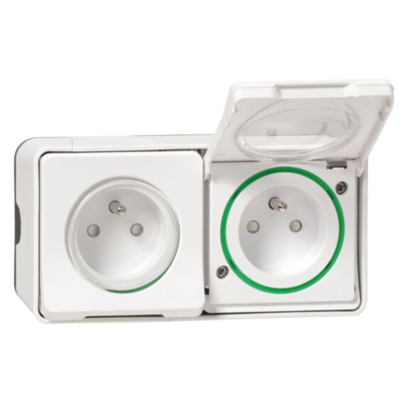 Double prise avec terre saillie Mureva Styl blanc - SCHNEIDER ELECTRIC