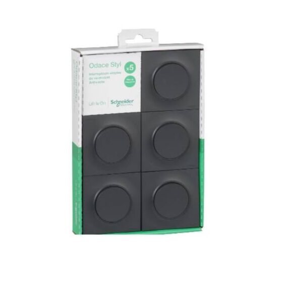 5 interrupteurs avec plaques Odace Styl anthracite - SCHNEIDER ELECTRIC